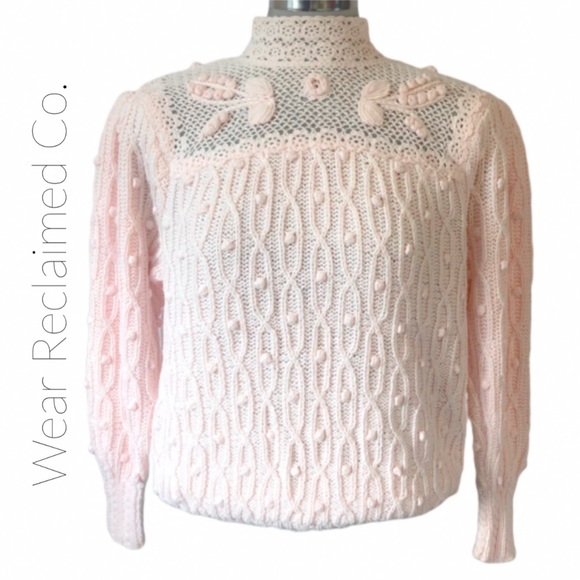Vintage Sweaters - VINTAGE LERA FERRANTE 80’s Cotton Crochet Sweater
